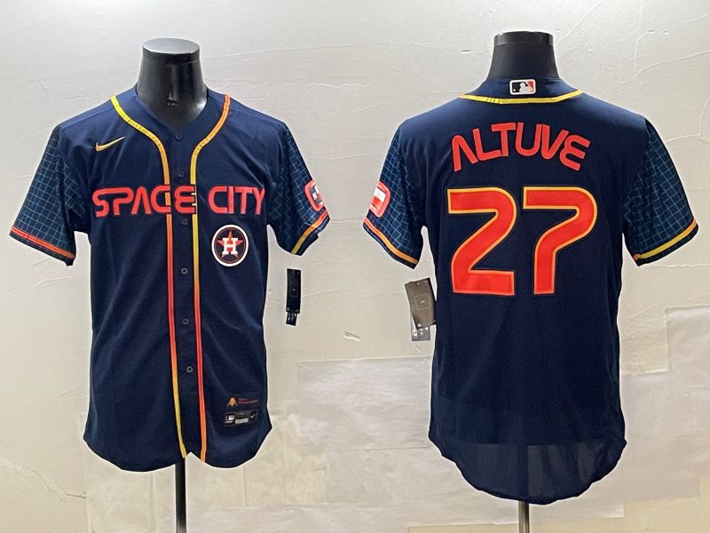 Men Houston Astros #27 Altuve Blue City Edition Elite 2025 Nike MLB Jersey style 4